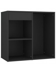 Toeletta con LED e Armadietti in Legno Multistrato Nero