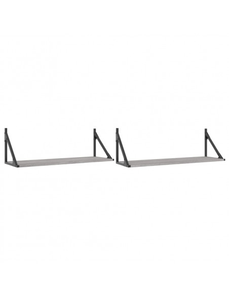 Mensole Parete 2pz Grigio Sonoma 80x25x25,5cm Legno Multistrato