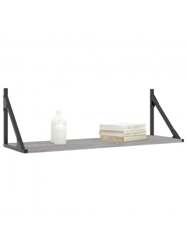 Mensole Parete 2pz Grigio Sonoma 80x25x25,5cm Legno Multistrato