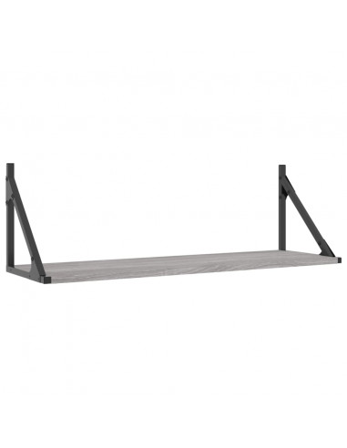 Mensole Parete 2pz Grigio Sonoma 80x25x25,5cm Legno Multistrato