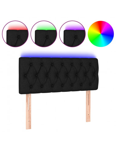 Testiera a LED Nera 100x7x78/88 cm in Tessuto