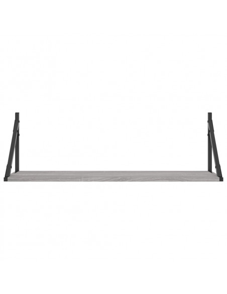 Mensole Parete 2pz Grigio Sonoma 80x25x25,5cm Legno Multistrato