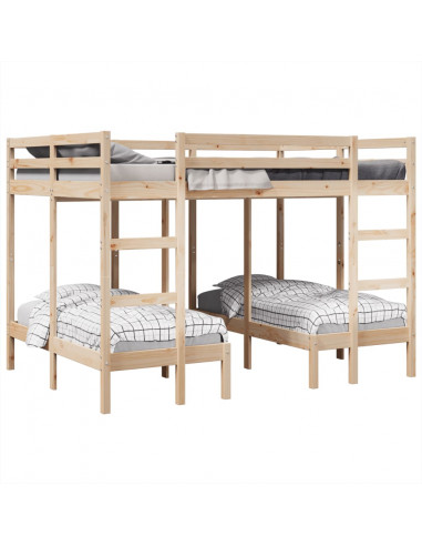 Giroletto Castello Triplo 140x200/70x140cm Legno Massello Pino