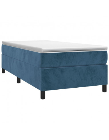 Giroletto a Molle con Materasso Blu Scuro 100x200 cm in Velluto