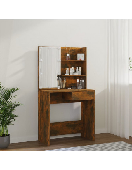 Toeletta con LED Rovere Fumo 74,5x40x141 cm