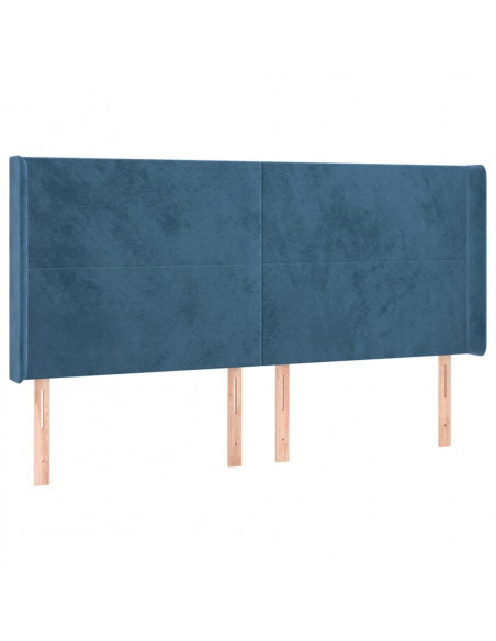 Testiera ad Orecchio Blu Scuro 183x16x118/128 cm in Velluto