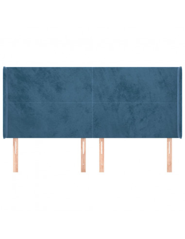 Testiera ad Orecchio Blu Scuro 183x16x118/128 cm in Velluto