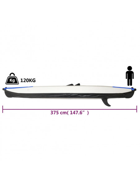Kayak Gonfiabile Blu 375x72x31 cm in Poliestere