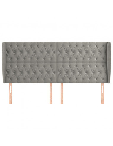 Testiera ad Orecchio Grigio Chiaro 183x23x118/128 cm in Velluto