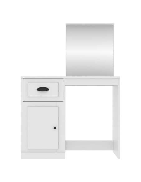 Toeletta con Specchio Bianca 90x50x132,5 cm Legno Multistrato