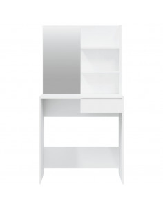 Toeletta con Specchio Bianco lucido 74,5x40x141 cm