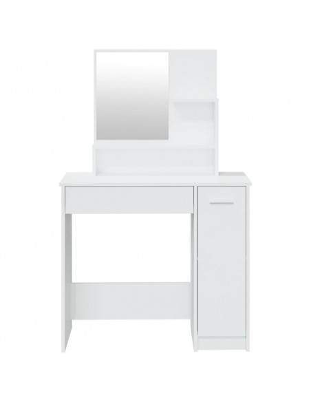 Toeletta con Specchio Bianco Lucido 86,5x35x136 cm