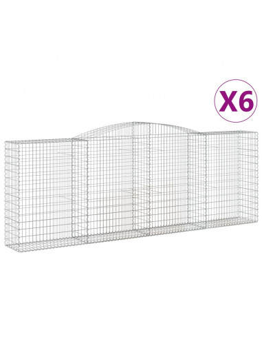 Cesti Gabbioni ad Arco 6 pz 400x50x140/160 cm Ferro Zincato