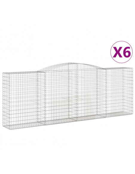 Cesti Gabbioni ad Arco 6 pz 400x50x140/160 cm Ferro Zincato