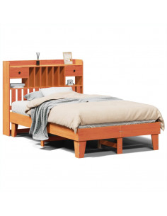 Letto senza Materasso Marrone Cera 135x190 cm in Legno di Pino 2