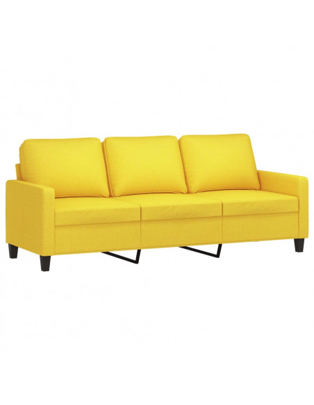 Set di Divani 3 pz con Cuscini Giallo Chiaro in Tessuto