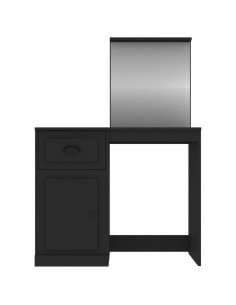 Toeletta con Specchio Nera 90x50x132,5 cm Legno Multistrato