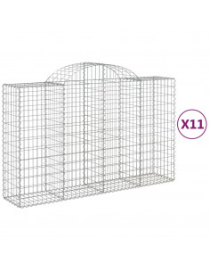 Cesti Gabbioni ad Arco 11 pz 200x50x120/140 cm Ferro Zincato 2