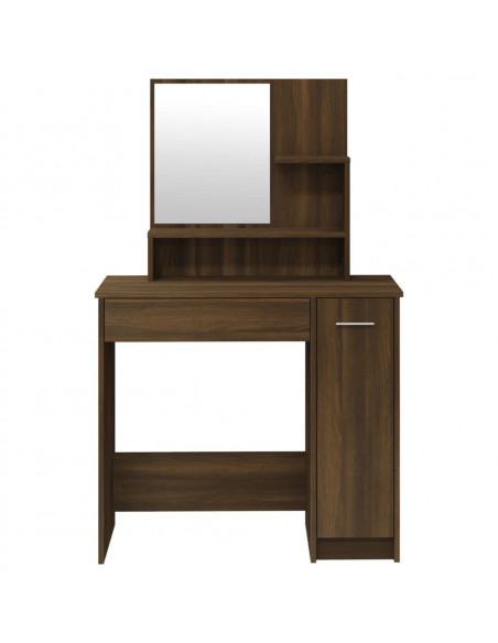 Toeletta con Specchio Rovere Marrone 86,5x35x136 cm