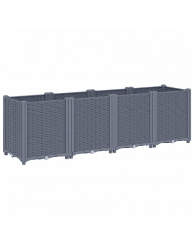 Fioriera da Giardino Grigia 160x40x53 cm in PP