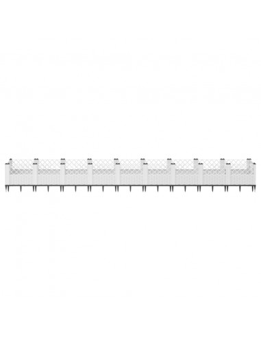 Fioriera da Giardino con Picchetti Bianca 363,5x43,5x43,5 cm PP