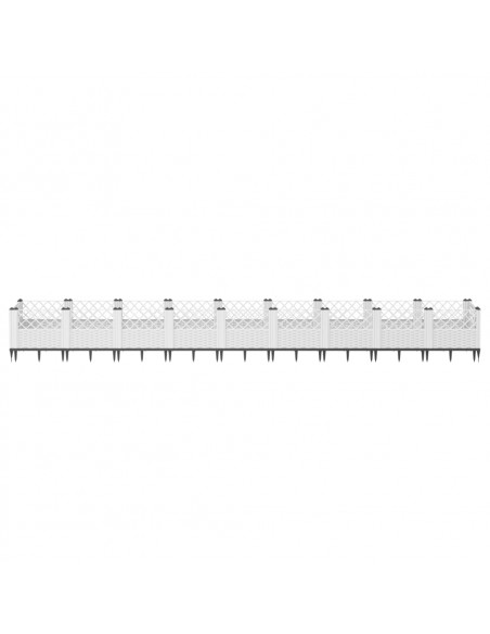 Fioriera da Giardino con Picchetti Bianca 363,5x43,5x43,5 cm PP