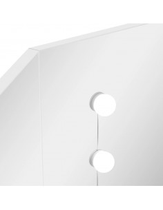 Toeletta Tavolino da Trucco ad Angolo con Luce LED Bianco