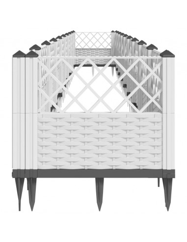 Fioriera da Giardino con Picchetti Bianca 363,5x43,5x43,5 cm PP