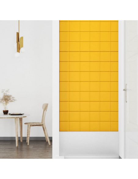 Pannelli Murali 12 pz Gialli 90x15 cm Velluto 1,62 m²