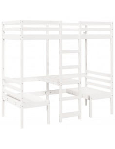 Giroletto Soppalco con Scrivania e Sedie Bianco 90x190cm Pino 2