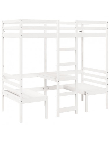 Giroletto Soppalco con Scrivania e Sedie Bianco 90x190cm Pino