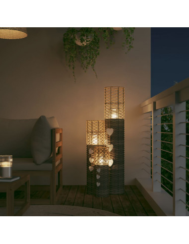 Portacandele 3 pz in Vimini Grigio