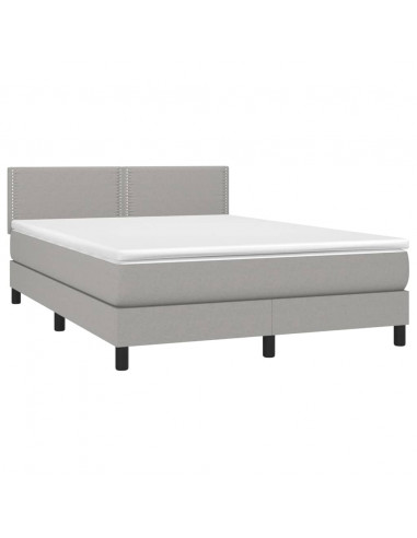 Letto a Molle Materasso e LED Grigio Chiaro 140x200 cm Tessuto