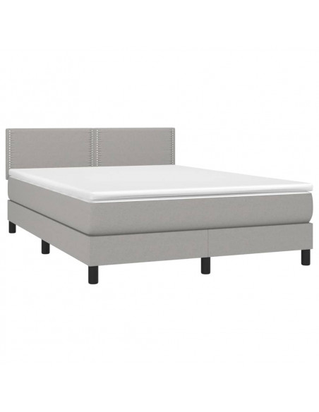 Letto a Molle Materasso e LED Grigio Chiaro 140x200 cm Tessuto