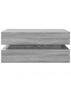 Tavolino da Soggiorno con Luci LED Grigio Sonoma 90x50x40 cm 2