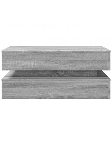 Tavolino da Soggiorno con Luci LED Grigio Sonoma 90x50x40 cm