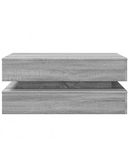 Tavolino da Soggiorno con Luci LED Grigio Sonoma 90x50x40 cm