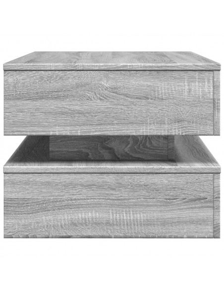 Tavolino da Soggiorno con Luci LED Grigio Sonoma 90x50x40 cm