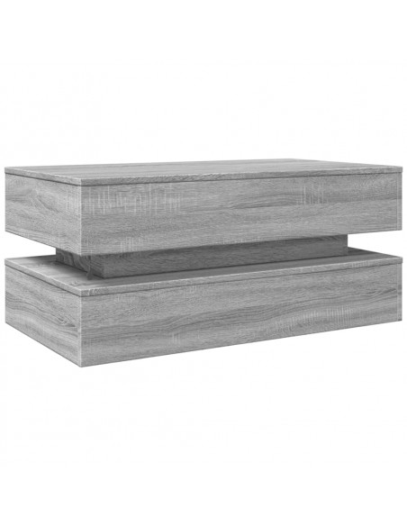 Tavolino da Soggiorno con Luci LED Grigio Sonoma 90x50x40 cm