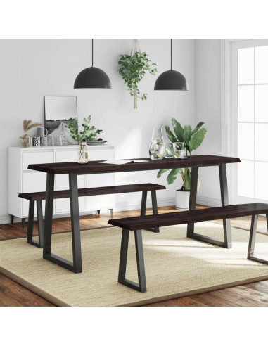 Piano Tavolo Marrone Scuro 180x40x(2-6)cm Rovere Non Trattato