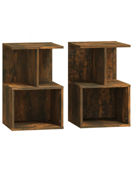 Comodini 2 pz Rovere Fumo 35x35x55 cm in Legno Multistrato