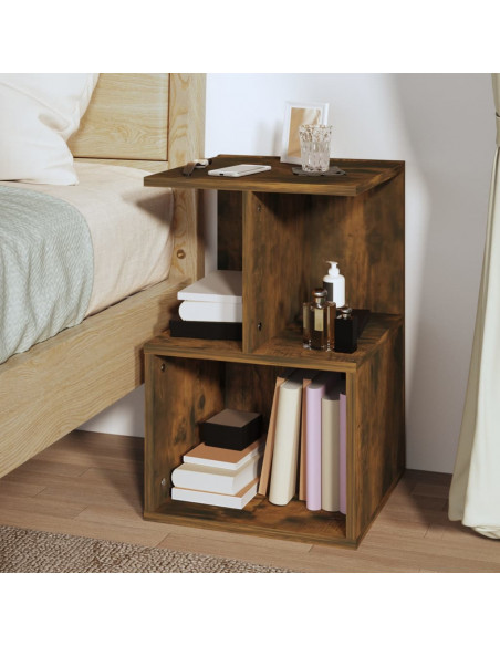 Comodini 2 pz Rovere Fumo 35x35x55 cm in Legno Multistrato