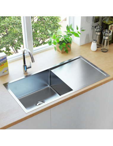 Lavello da Cucina Lavorato a Mano in Acciaio Inox