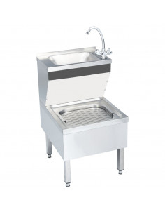 Lavandino Commerciale con Rubinetto da Pavimento Acciaio Inox 2