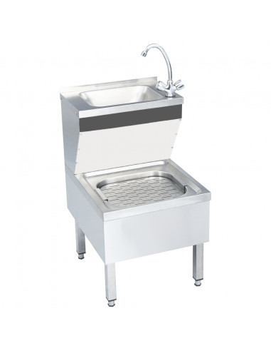 Lavandino Commerciale con Rubinetto da Pavimento Acciaio Inox
