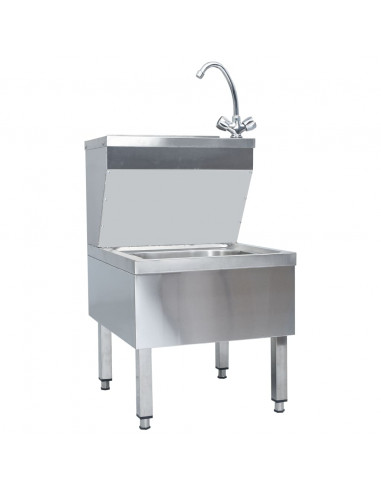 Lavandino Commerciale con Rubinetto da Pavimento Acciaio Inox
