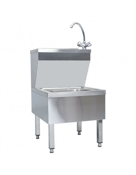 Lavandino Commerciale con Rubinetto da Pavimento Acciaio Inox