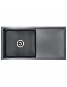 Lavello da Cucina Lavorato a Mano Nero in Acciaio Inox 2