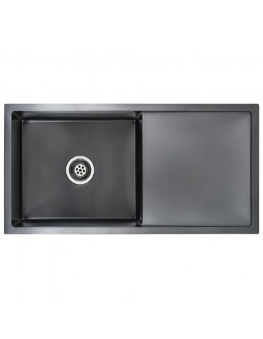 Lavello da Cucina Lavorato a Mano Nero in Acciaio Inox