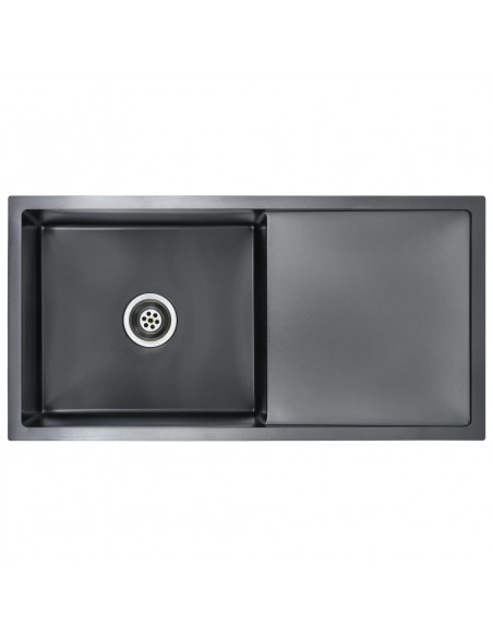 Lavello da Cucina Lavorato a Mano Nero in Acciaio Inox